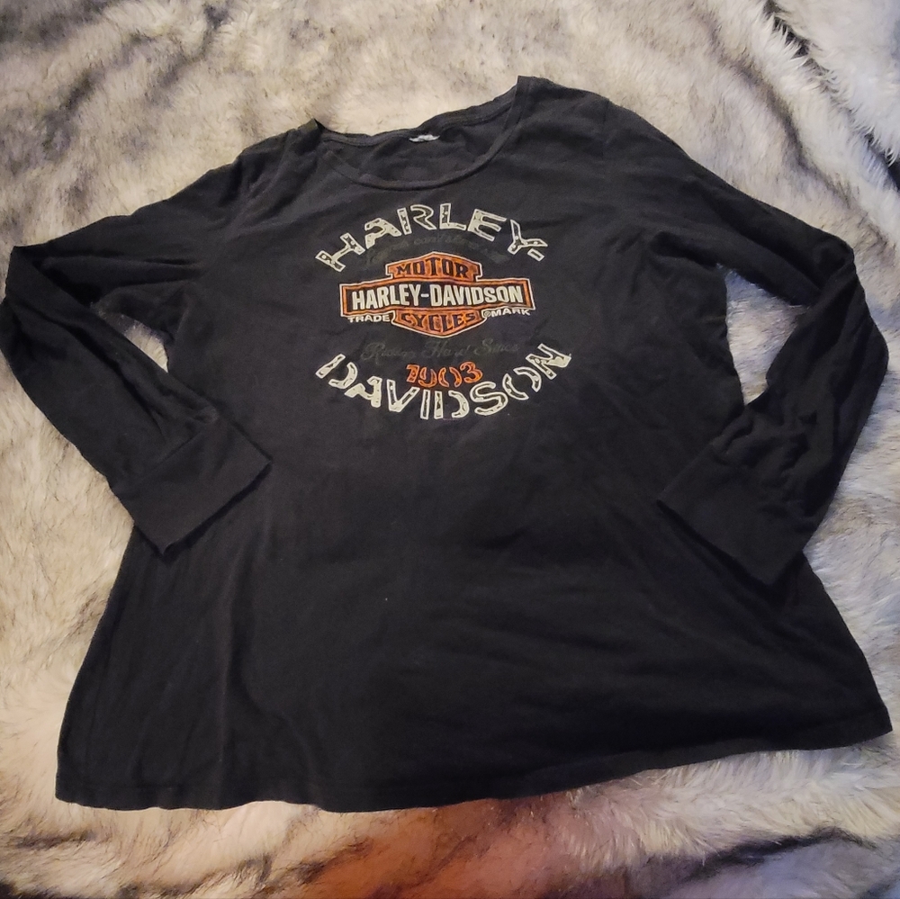 Harley-Davidson Black and Orange Long Sleeve Tee TACOMA